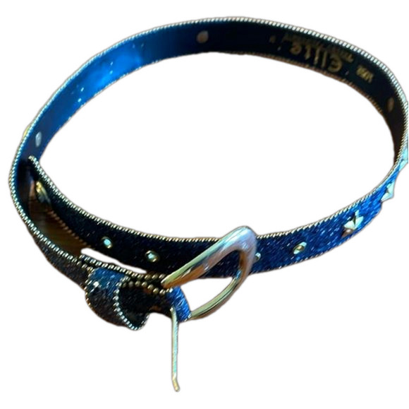 Black sparkly textured belt with gold coloured embellishments and buckle 1” wide - Picture 1 of 5
